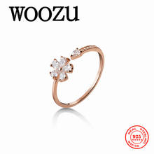 WOOZU-anillo ajustable con apertura de flor de circonita de cristal para mujer, joyería de boda de fiesta de Plata de Ley 925 auténtica, Romántica 2024 - compra barato