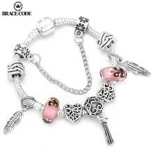 BRACE CODE New Charm Ladies Bracelets Pendant With Feather Silver Plated Bracelet, Brand Bracelet Children's Jewelry Gifts 2024 - buy cheap