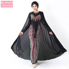 Мусульманское платье вечерние с блестками Дубай abaya Soiree турецкие вечерние платья Хиджаб ислам одежда Абая для женщин Кафтан Kleding 2024 - купить недорого