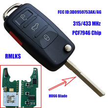 Llavero con mando a distancia de 4 botones para Volkswagen, con CHIP ID46, 433MHz, 315Mhz, a elegir, nuevo 2024 - compra barato