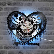 Nightmare Before Christmas Theme Heart Design Vinyl Record Hanging Clock Hollow and Creative CD Record Clock Antique Home Decor 2024 - compra barato