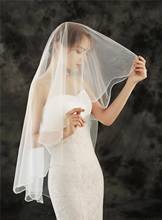Velo de novia de 2 capas con diamantes de imitación, accesorios de boda, hecho a mano, en Stock 2024 - compra barato