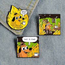 Esta es una fina broches esmaltados de dibujos animados broches de perro solapa Pin camisa bolso divertido perro amarillo café Animal insignia joyería amigos regalo 2024 - compra barato