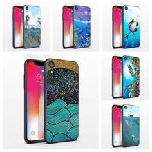 Whimsical Ocean phone case Hand Painted Black Soft Cover For iPhone 11 Pro Max 6 7 8plus 5S X XS XR XSMax For Samsung s10 series 2024 - buy cheap