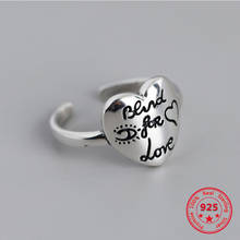 Anillo de plata esterlina 925 versión coreana, letras talladas en forma de corazón, clásico, regalo de cumpleaños salvaje de moda 2024 - compra barato