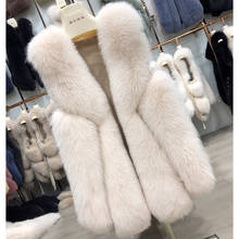 Harppihop*Real fox fur vest 100% genuine natural fox fur sleeveless jacket winter coat women 2024 - buy cheap