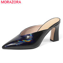 MORAZORA 2022 big size 33-43 women pumps pointed toe slip on summer mules shoes 8cm high heel party wedding shoes ladies 2024 - buy cheap