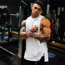 New Men's Extend Cut Off Sleeveless Shirt Gym Stringer Vest Blank Hip-Hop Muscle Tees Bodybuilding Tank Top Fitness Clothing 2024 - buy cheap