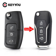 KEYYOU-carcasa de llave en blanco para coche, carcasa de llave plegable sin cortar para Ford Focus Fiesta c-max s-max Ka Mondeo Galaxy, 3 botones, 10 Uds. 2024 - compra barato