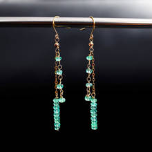 DAIMI 18K Gold Genuine Gemstones Emerald Earline Female Genuine Tassel Earrings For Girlfriend Gift 2024 - buy cheap