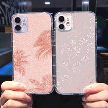 Rose Gold Leaf Phone Case Transparent for iPhone 6 7 8 11 12 s mini pro X XS XR MAX Plus cover funda shell 2024 - buy cheap