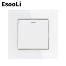 Esooli-interruptor de luz branco, luxuoso, vidro, cristal, 1 gang, unidirecional, interruptor liga/desliga, para parede, 16a, 250v 2024 - compre barato