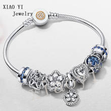 XIAOYI 2020 NEW S925 Winter snowflake hollowed-out heart print blue star and moon bracelet European wedding good quality jewelry 2024 - buy cheap