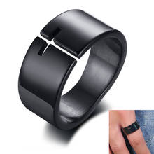 Anel punk de aço inoxidável de 10mm, anel de cruz vazada para homens, anel simples de coquetel religioso preto, joias tamanho 6-12 2024 - compre barato