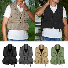 Breathable multi pocket fishing vest with D rings for outdoor travel photography hunting climbing fishing jacket vest jacket 2024 - buy cheap
