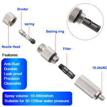 Bocal de alta pressão da névoa da linha 10-24unc de 5 pces com filtro anti gotejamento nebulizando sprinklers jardim agricultura refrigerar umidificar 2024 - compre barato