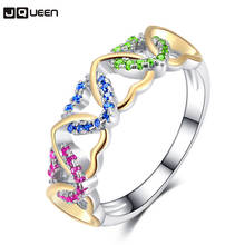 Anillo de dedo de doble Color para mujer, joya Multicolor original con bobinado de cristal en forma de corazón, joyería femenina 2024 - compra barato