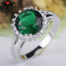 Unique fashion jewelry Pleasant princess Green Cubic Zirconia White CZ 925 anillos Silver Ring For Women non-fading  jade ring 2024 - buy cheap
