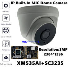 Xm535ai + sc3235 com microfone embutido, câmera dome de teto ip, 3mp, 2304*1296, h.265, 3 unidades, led infravermelho, refrescante xmeye, onvif, p2p 2024 - compre barato