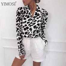 Mulheres chiffon blusa de manga longa sexy leopardo impressão blusas senhora escritório camisa 2020 casual solto tops plus size 2024 - compre barato