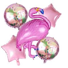 Decoração de festa com tema de flamingo, aniversário, casamento, verão, festival do havaí, bolo em acrílico, topo de balão metalizado, suprimentos 2024 - compre barato