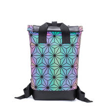 Mochilas para laptop unissex, nova mochila luminosa com formas geométricas, para viagens escolares e adolescentes 2024 - compre barato