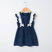 Toddler Newborn Baby Girls Dress Summer Girls  Cotton Casual  Knitted Denim Lace Ornament Bowknot Princess Dress 0-24M 2024 - buy cheap