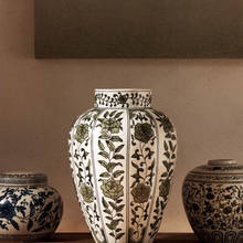Керамические вазы ручной работы с рисунком розы, декоративная настольная ваза для гостиной, органайзер для сухоцветов, украшение для дома, современное 2024 - купить недорого