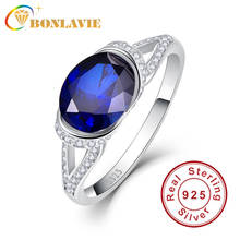 BONLAVIE Fine Jewelry Women 925 Sterling Silver Ring Oval Sapphire Natural Stone Vintage Jewelry Ring Wedding Infinity Rings 2024 - buy cheap