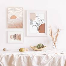 Pósteres e impresiones de plantas, Luna y sol, estilo bohemio, pintura geométrica en lienzo, imágenes artísticas de pared para sala de estar, decoración moderna del hogar 2024 - compra barato