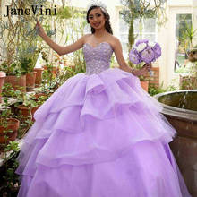 JaneVini-Vestido largo De quinceañera árabe De lujo, vestido De baile con cuentas ostentosas, púrpura, lavanda 2024 - compra barato