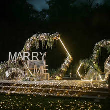 Arco Hexagonal para decoración de boda, arco de hierro de oro blanco, decoración de fondo de boda, soporte de flores de escenario, arco de diamante forjado 2024 - compra barato