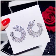 Fashion Stud Earrings High Quality Shiny AAA Clear Color Cubic Zirconia Stone Flower Shape Earring For Woman wedding CEP455 2024 - buy cheap