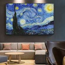 Cartazes e impressões abstratas van gogh, quadros decorativos para parede do céu estrelado, impressão hd, decoração para sala de estar, pintura em tela 2024 - compre barato