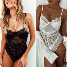 Senhoras sexy renda lingerie g-string sleepwear feminino sutiã de renda babydoll roupa de noite roupa interior preto branco 2024 - compre barato