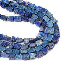 Atreus-Cuentas de piedra Natural Irregular azul para fabricación de joyas, abalorios cuadrados sueltos para collar, pulsera, accesorios, 11x15mm 2024 - compra barato