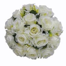 Artificial Wedding Rose Flowers White Holding Bouquet Fleur Artificielle Handmade Satin Romantic Pure Bridal Bouquets FW2019A 2024 - buy cheap