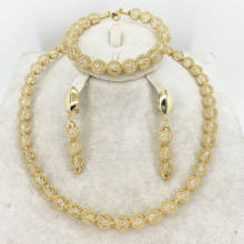 Presente de noiva moda alta qualidade conjunto de jóias africanas feminino colar brincos pulseira viagem conjunto de jóias de ouro 2024 - compre barato