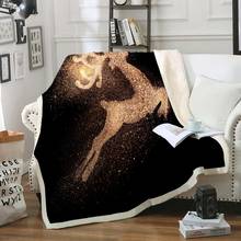 Manta de Sherpa de ciervo, cobija de Animal dorado, negra y dorada, suave y cálida, manta de cama de Navidad para dormitorio, sofá de Sifa 2024 - compra barato