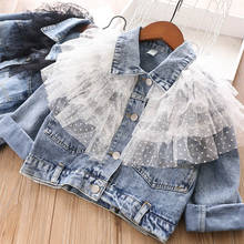 Jaqueta jeans 2020 para meninas, casaco de gaze com design exclusivo, roupa para crianças 2024 - compre barato
