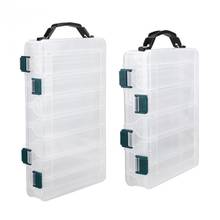 Caja de aparejos de Pesca con 10/14 compartimentos, caja de almacenamiento de anzuelos de plástico transparente, de doble cara, accesorio de Pesca 2024 - compra barato