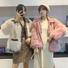 Bella philosophy 2020  winter women Patchwork Tweed fur coat lady Warm jacket thick outwear female Casual turn down collar coats 2024 - buy cheap
