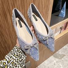 Zapatos de punta estrecha para mujer, calzado sencillo sin cordones con nudo de mariposa, ostentoso, de alta calidad, 2021 2024 - compra barato