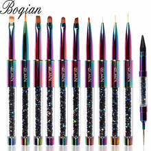 BQAN Rainbow Nail Brush Gel Brush For Manicure Acrylic UV Gel Extension Pen For Nail Polish Painting Drawing Brush Paint Tools 2024 - buy cheap