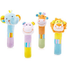 High Quality Soft Plush Jungle Animals Squeaky Sticks Baby Rattles Kids Elephant Giraffe Hippo Lion Shape Hand Bell Rattle Toys 2024 - buy cheap