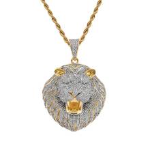 BLING Brass CZ подвески в виде головы льва мужское ожерелье ювелирные изделия в подарок хип-хоп CN152 2024 - купить недорого