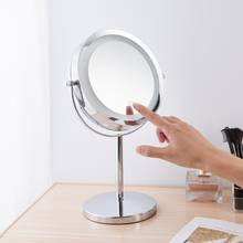 Espelho para maquiagem com led, 3x, lentes de aumento com tela sensível ao toque, para banheiro, cosméticos, maquiagem, 360 rotativo 2024 - compre barato