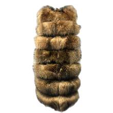 QIUCHEN PJ8051-2 2021 New arrival real raccoon fur women winter long vest real fur jacket  thick raccoon fur vest 2024 - buy cheap