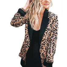 Женская куртка с леопардовым принтом 2019, осенняя классическая простая куртка с отворотом, Женская куртка, Манш, длинная куртка, корейский Кардиган, пальто 2024 - купить недорого