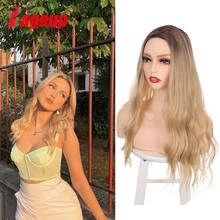 Pageup Wavy Hair Cosplay Long Wig with Bangs Women Ladies Heat Resistant Black Blue Blond Pink Green Gray Synthetic Wig 2024 - buy cheap